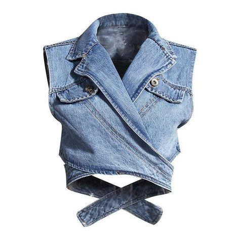 a424ed4bd3a7d6aea720b86d4a360f75desc52672862ri Ropa Upcycling, Crop Denim Vest, Denim Waistcoat, Fashion 90s, Party Kleidung, Chic Top, Edgy Look, Sleeveless Vest, Denim Coat