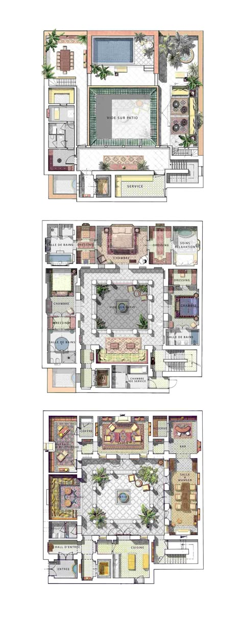 none Riad Floor Plan, Hacienda House Plans, Royal Mansour Marrakech, Moroccan Style Home, Hotel Floor Plan, Hotel Floor, Sims 4 House Plans, Mansion Floor Plan, Courtyard House Plans