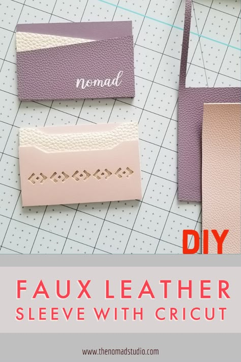 Faux Leather Crafts Free Pattern, Cricut Wallet, Faux Leather Crafts Cricut, Faux Leather Cricut Projects, Cricut Faux Leather Projects, Leather Cricut Projects, Diy Leather Card Holder, Faux Leather Cricut, Cricut Leather Projects