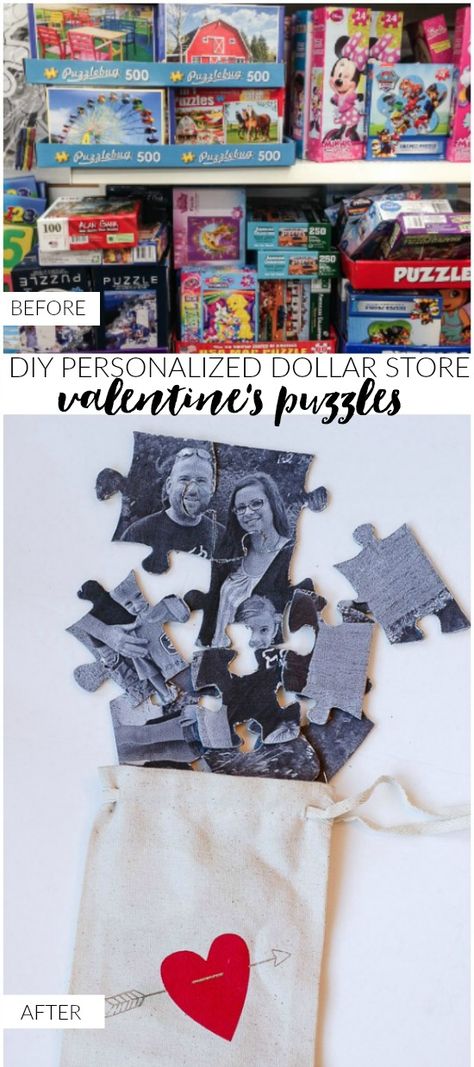 Inexpensive Mother's Day Gifts, Valentines Puzzles, Diy Puzzle, Diy Puzzles, Dollar Store Christmas, Dollar Tree Diy Crafts, Cadeau Diy, Personalized Valentines, Valentine's Day Diy