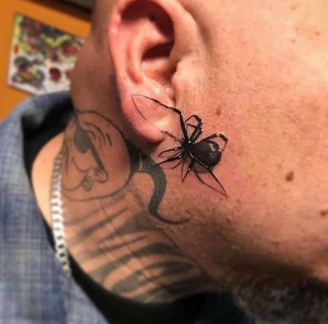 Spider Tattoo For Men, Jesse Garcia, Black Widow Spider Tattoo, 3d Spider Tattoo, Black Widow Tattoo, Monster Tattoo, Insect Tattoo, Cartoon Character Tattoos, Spider Tattoo