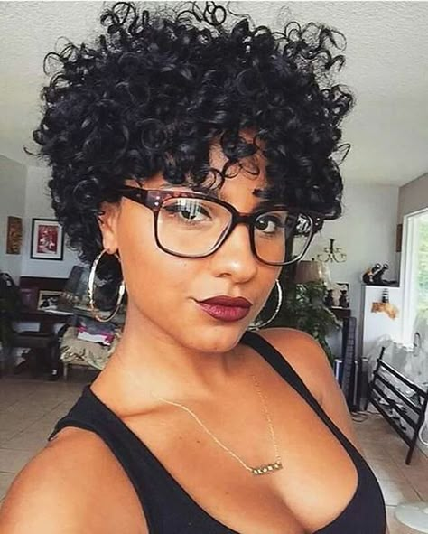 african american short curly hairstyles leymatson Hairstyl… | Flickr Short Curly Hairstyles For Women, Short Curly Hairstyles, Curly Haircuts, Short Curly Wigs, Short Natural Hair, Black Curly Hair, Big Chop, Short Bob Wigs, Wearing Glasses