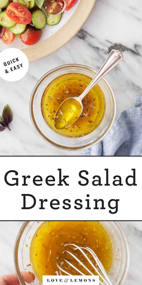 Greek Salad Dressing Recipe - Love and Lemons Easy Greek Salad Dressing, Best Greek Salad Dressing, Easy Greek Salad, Greek Salad Dressing Recipe, Best Greek Salad, Traditional Greek Salad, Greek Salad Dressing, Italian Chopped Salad, Salad Dressing Recipe