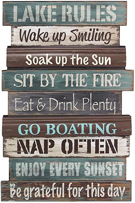 Lake Rules Sign, Lake Life Decor, Lake Rules, Cabin Wall Art, Wood Lake, Lake House Kitchen, Lake House Signs, Lake Decor, Beach Bathroom Decor