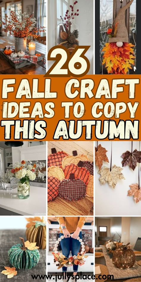 fall craft ideas, fall crafts, easy diy fall crafts Crafts For Fall, Easy Diy Fall Crafts, Diy Fall Crafts, Fall Craft Ideas, Fall Crafts For Adults, Thanksgiving Crafts Diy, Fall Pumpkin Crafts, Fall Decor Diy Crafts, Easy Holidays Crafts