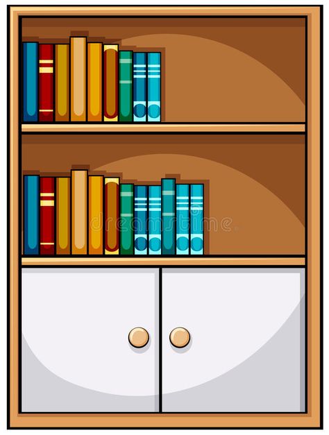 Bookshelf stock illustration Bookshelves Illustration, Shelf Illustration, Shelf Classic, Bookshelf Cabinet, Books Illustration, Book Shelf, On The Shelf, White Wood, Bookshelves