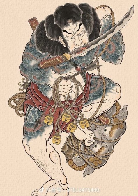 Tengu Tattoo, Japanese Warrior Tattoo, Tattoo Japanese Style, Japanese Legs, Samurai Tattoo Design, Chicano Style Tattoo, Japan Tattoo Design, Samurai Artwork, Japanese Drawings