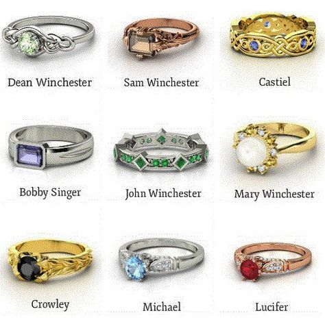 Supernatural Rings.....So Much Want....Can I change my engagement ring? Michael And Lucifer, Supernatural Rings, Fandom Jewelry, Dean And Castiel, Supernatural Tv Show, Supernatural Fans, Sam Dean, Odaiba, Supernatural Fandom