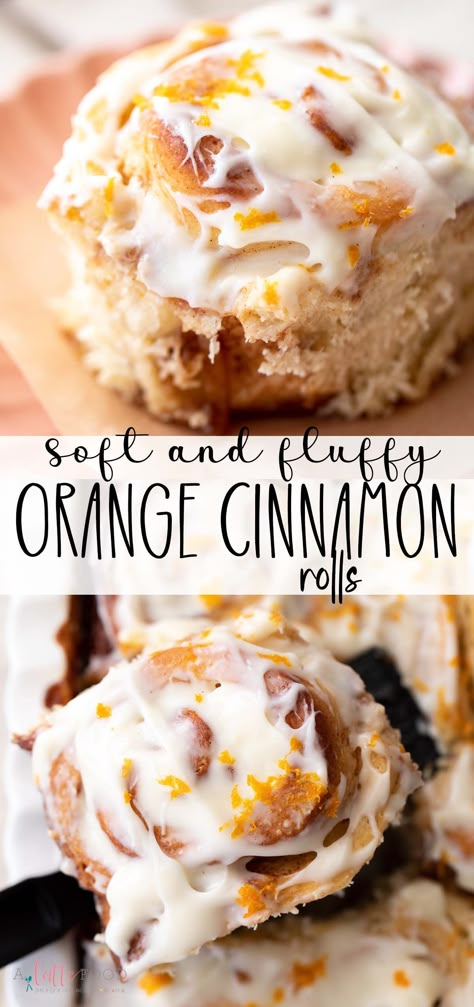 Orange Cream Cheese Frosting, Orange Cinnamon Rolls, Orange Sweet Rolls, Cinnamon Rolls With Cream Cheese, Cinnamon Rolls With Cream, Cinnamon Bun Recipe, Orange Cream Cheese, Family Desserts, Orange Frosting