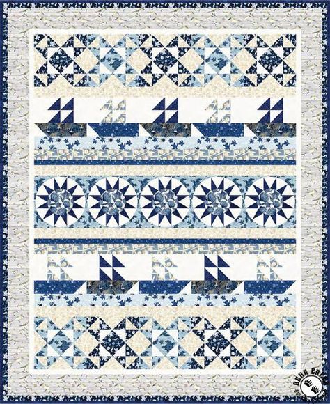 Seaside Quilt Patterns, Nautical Quilt Pattern, Beach House Quilt Pattern, Sea Breeze Quilt Pattern, Free Sailboat Quilt Pattern, Set Sail Quilt Pattern, Sailboat Quilt, Beach Quilts, Nautical Baby Quilt