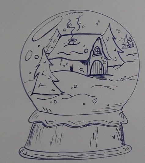 Winter Winter Theme Drawings, Winter Drawing Ideas Sketch Easy, Christmas Drawing Inspo Easy, Winter Wonderland Drawing Ideas, Christmas Town Drawing Easy, Christmas Sketch Book Ideas, Whiteboard Christmas Drawings, Winter Drawings Aesthetic, Simple Christmas Drawings Aesthetic