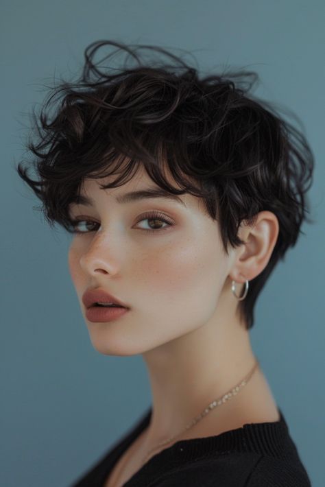 Lesbian Haircut, Short Wavy Pixie, 90s Hairstyles Men, Wavy Pixie, Cool Hairstyles For Girls, Long Pixie Cuts, Long Pixie, 90s Hairstyles, Pixie Cuts