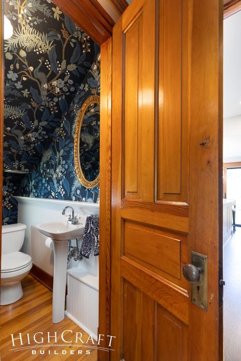 5 Clever Bathroom Ideas Under Stairs and Roof Gables Small Half Bath Under Stairs, Powder Bath Under Stairs, Under The Stairs Half Bath, Under Stair Bathroom Ideas, Under Staircase Bathroom, Under Stairs Wallpaper, Under Stairs Bathroom Half Baths, Dormer Bathroom Ideas, Half Bath Under Staircase