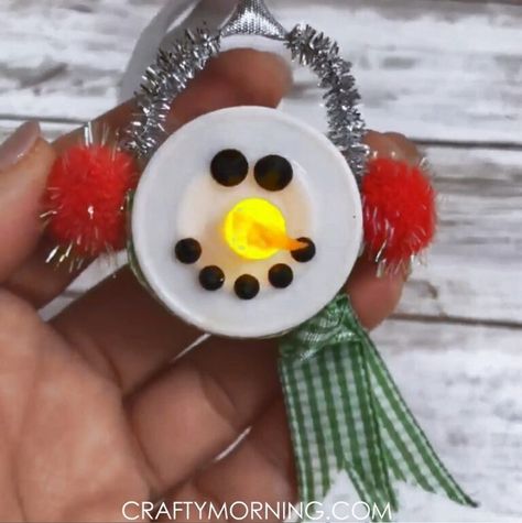 Tealight Crafts, Tea Light Crafts, Tea Light Snowman, Snowmen Ornaments, Diy Christmas Ornaments Easy, Christmas Crafts For Kids To Make, Christmas Crafts To Make, Fun Christmas Crafts, Christmas Ornament Crafts