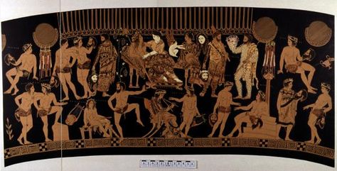 Perseus:image:1993.01.0669 World History Projects, Theatre Illustration, Greek Chorus, Greek Plays, Ancient Greek Theatre, Greek Vase, Middle Eastern Art, Greek Tragedy, Roman Theatre