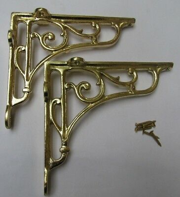 7" PAIR OF BRASS ON IRON Victorian scroll ornate shelf support wall brackets | eBay Ornate Shelf, Brass Brackets, French Baskets, Shelf Support, Support Wall, Shelf Supports, Kitchen Hardware, Brass Lighting, Antique Lighting