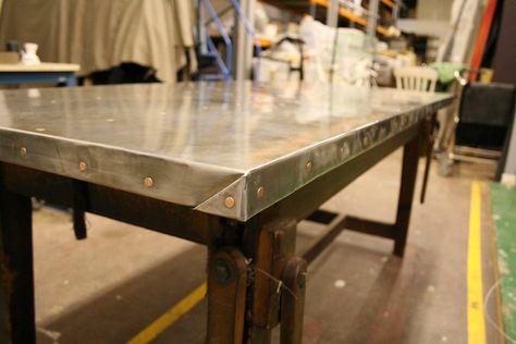 Zinc Table Top, Zinc Countertops, Metal Countertops, Top Kitchen Table, Zinc Table, Kitchen Lighting Design, Metal Table Top, Kitchen Light, Kitchen Lighting Fixtures