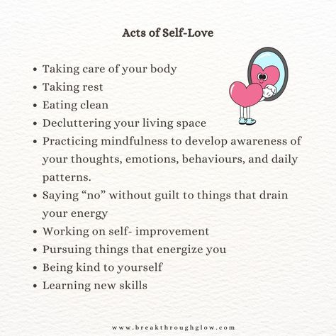 Self-love isn’t selfish; it's essential. 🌿✨ Here are simple yet powerful acts of self-love to incorporate into your daily routine. What’s your favorite way to practice self-love? Share below! 👇💬 . . . #selflove #mindfulness #wellbeing #personalgrowth #mentalhealth Acts Of Self Love, Selfish Love, Energy Work, Mindfulness Practice, Be Kind To Yourself, Daily Routine, Self Improvement, Personal Growth, Self Love