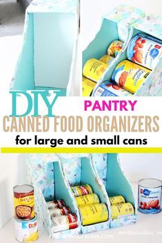 Diy Can Organizer, Can Good Storage Ideas, Can Organization, Canned Good Storage, Pantry Hacks, Pantry Can Organization, Pantry Diy, Diy Organize, Tiny Pantry