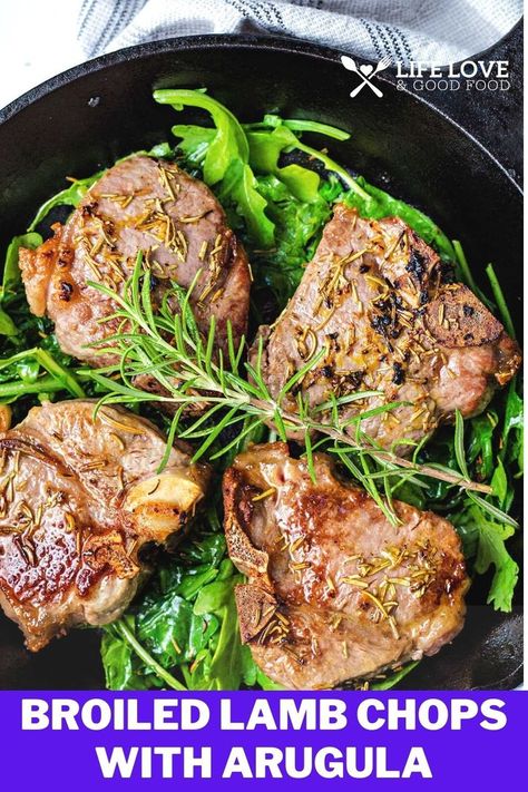 Broiled lamb chops with rosemary and garlic are melt-in-your-mouth delicious. Make this recipe during the week or for any special occasion! Fancier meals don’t always mean spending hours in the kitchen. In fact, you can get the same results as a pan-cooked chop in minutes under the broiler! https://lifeloveandgoodfood.com/broiled-lamb-chops/ Boneless Lamb Leg Recipe, Lamb Leg Recipes, Weekly Dinner Menu, How To Cook Lamb, Pan Seared Scallops, One Skillet Meals, Rosemary Garlic, Cooking Temperatures, Lamb Chops