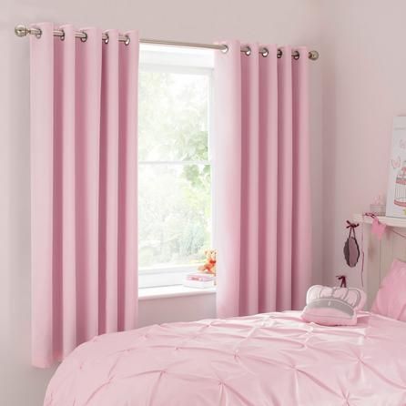 Pink Bedroom Curtains, Light Pink Bedrooms, Girl Curtains, Curtains Dunelm, Pink Blackout Curtains, Window Treatments Bedroom, Bedroom Curtains, Eyelet Curtains, Pink Curtains