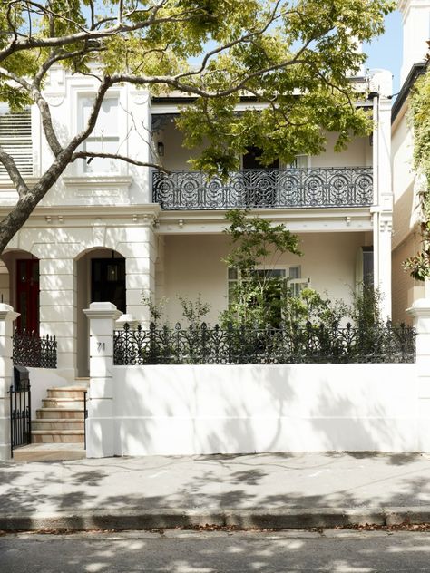 Woollahra House puts women to the front | Habitus Living Terrace House Exterior, Balcony Railings, Contemporary Lounge, Interior Design Photography, Dormer Windows, Warm Palette, Australian Architecture, Balcony Railing, Enjoy Time