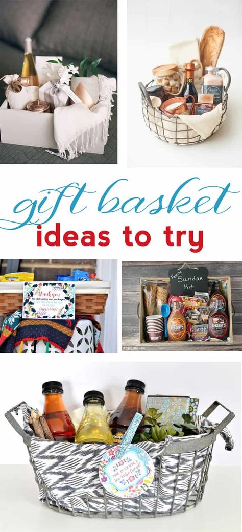 Thank You Gift Basket Ideas For Couples, Basket Decoration Ideas, Make A Gift Basket, Gift Baskets Ideas, Summer Gift Baskets, Tricky Tray, Basket Gift Ideas, Making A Gift Basket, Creative Gift Baskets