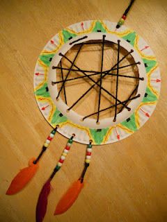 Super Simple Dream Catcher From a Paper Plate...I made these last year but just had them color the entire plate one color...I really like this one with the pattern decorations!!! Native American Crafts For Kids, Classe D'art, Best Toddler Toys, November Crafts, Thanksgiving Crafts For Kids, Native American Crafts, Paper Plate Crafts, Winter Crafts For Kids, Plate Crafts