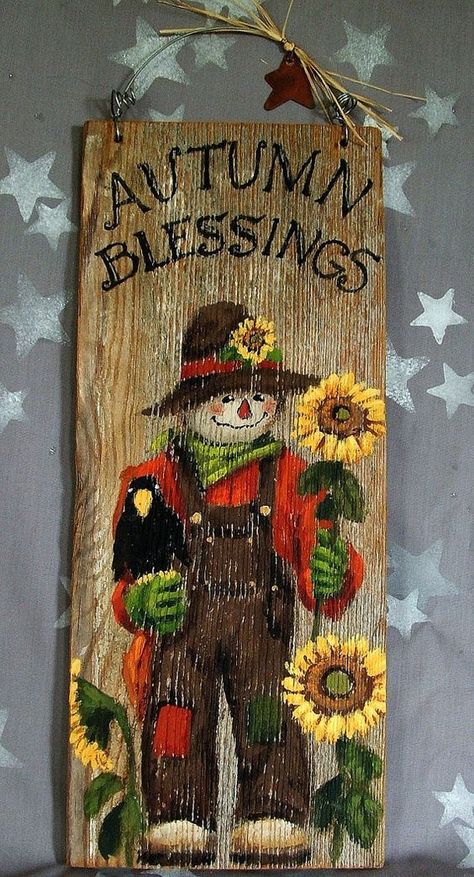 Scarecrow Painting, Autumn Blessings, Tin Star, Halloween Wood Crafts, The Scarecrow, Rusty Tin, Autumnal Equinox, Fall Scarecrows, A Crow