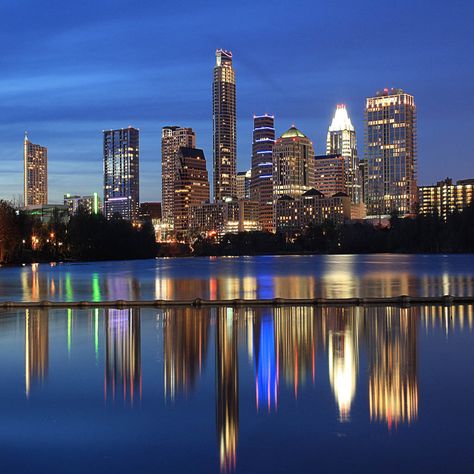 Austin Skyline, Texas Places, Night Skyline, Downtown Austin, Texas Travel, Texas Homes, Texas Hill Country, Bright Lights, City Skyline