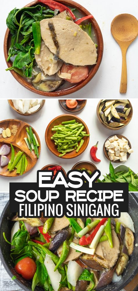 Filipino Sinigang, Sinigang Recipe, Recipes Using Bananas, Banana Blossom, Meat Lover, Sour Soup, Filipino Dishes, Vegan Bowls, Savory Vegan