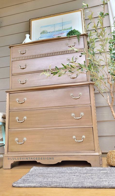 Gold Pulls, Dresser Painted, Furniture Sales, Wood Chest, Bedroom Furniture Dresser, Raw Wood, Brown Paper, Furniture Sale, Chest Of Drawers