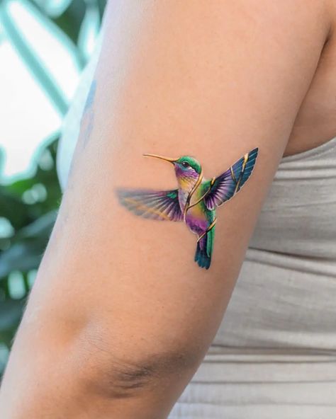 Colorful Hummingbird Tattoo, Hummingbird Flower Tattoos, Hummingbird Tattoos, Small Hummingbird Tattoo, Bird Tattoos For Women, Dragonfly Tattoo Design, Hummingbird Tattoo, Memorial Tattoos, Tattoo Designs And Meanings