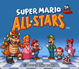 Super Mario All-Stars Mario All Stars, Super Mario All Stars, Mario Star, Title Screen, Super Mario Games, Mario Games, Game Title, Wii Games, Super Mario World