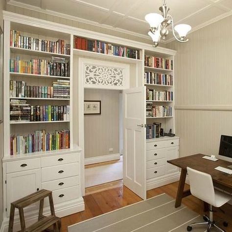 Above Door Decor, Shelf Over Door, Remodeling Hacks, Built In Bookshelves, Small Home Offices, Home Library Design, Home Libraries, Built In Bookcase, Make A Plan