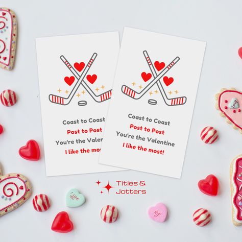 Hockey Valentines Ideas, Hockey Valentines Cards, Hockey Valentines, Valentines Printable, Puppy Valentines, Funny Hockey, Diy Valentines Cards, Valentines Gift Bags, Index Card