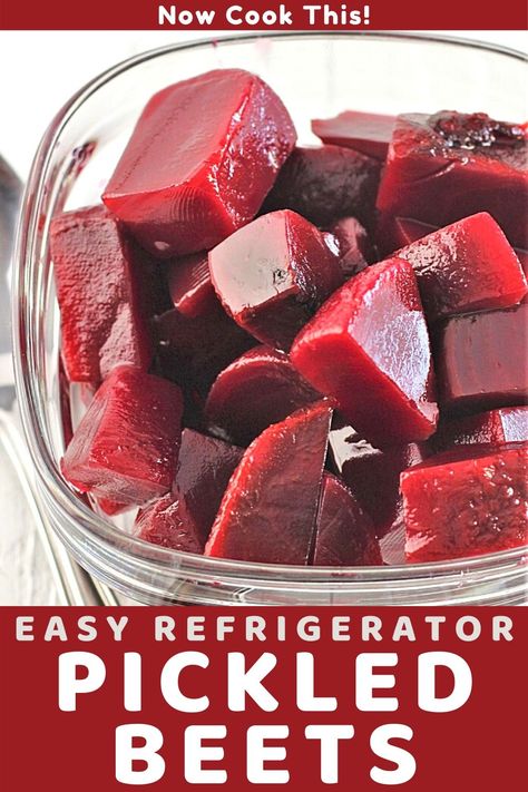 These Easy Refrigerator Pickled Beets are made with just 3 simple ingredients - beets, apple cider vinegar, and sugar. Using beets from a can, the prep is super quick. After a day in the fridge, your sweet and tangy beets will be ready to enjoy (and they get even better the longer they sit!). Get the recipe and give them a try! #refrigeratorpickledbeets #pickledbeets #refrigeratorpickles #beets Refrigerator Pickled Beets, Homemade Refrigerator Pickles, Pickled Beets Recipe, Refrigerator Pickles, Pickled Beets, Beet Recipes, Homemade Pickles, Pickled Veggies, Pickling Recipes