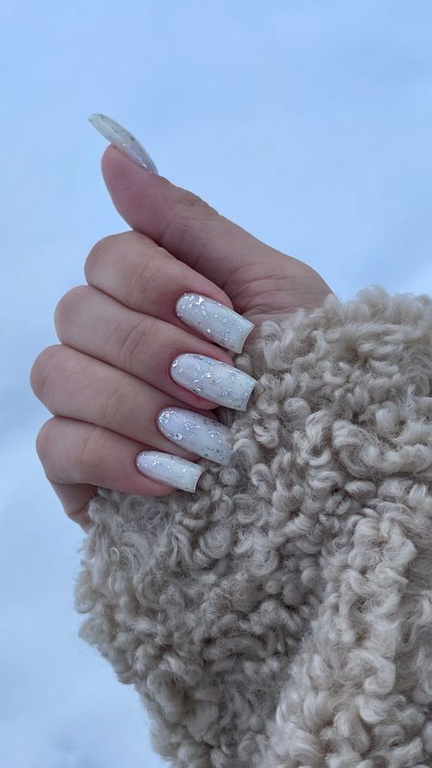 Holiday Acrylic Nails, Wow Nails, Girly Acrylic Nails, French Tip Acrylic Nails, Shiny Nails, Soft Nails, New Year's Nails, Square Nails, Long Acrylic Nails