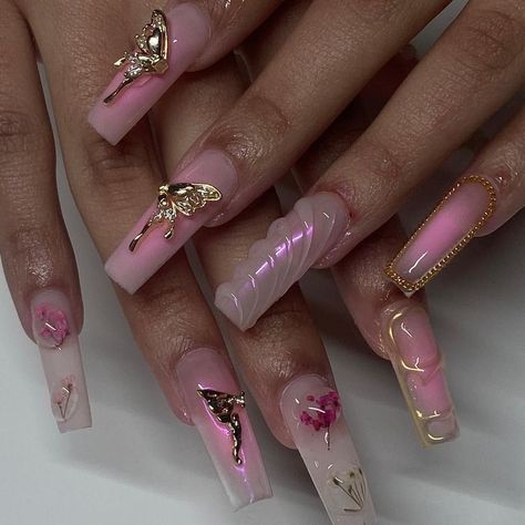 Cute Acrylic Nail Designs, Mermaid Nails, Long Acrylic Nails Coffin, Unique Acrylic Nails, Bling Acrylic Nails, Pink Acrylic Nails, Square Acrylic Nails, Funky Nails, Pretty Acrylic Nails