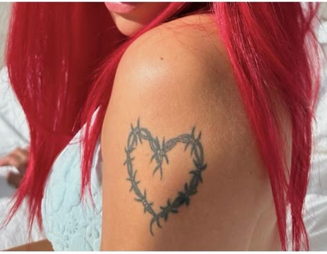 Thorn Heart Tattoo Karol G, Flame Heart Tattoo Design, 200 Copas Tattoo Karol G, Thorn Heart Tattoo, Karol G Heart Tattoo, Karol G Tattoos, Thorn Tattoo, Bookish Tattoos, Evil Eye Tattoo