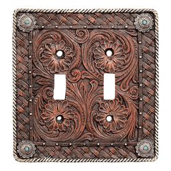 Western Tooled Leather Switch Covers Rustic Switch Plate Covers, Rustic Light Switch Covers, Rustic Switch Plates, Creative Bedroom Decor, Large Glass Jars, Black Forest Decor, Leather Tooling Patterns, Tuscan Design, Tuscan Decorating