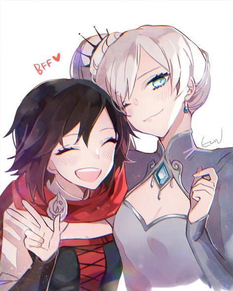 RWBY Fanart, WhiteRose Fanart, Art by #Ecru on Twitter, #RWBY #RWBYFanart #Ruby #RubyRose #Weiss #WeissSchnee #RubyAndWeiss #RubyxWeiss #WhiteRose Ruby And Weiss, Rwby Crossover, Rwby White Rose, Rwby Weiss, Akuma No Riddle, Red Like Roses, Rwby Comic, Team Rwby, Rwby Fanart