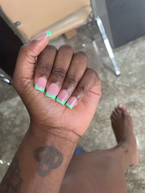 Nails Mint Green Acrylic Nails Short, Mint Green Nails Black Women, Mint Green French Tip Nails Short, Mint Blue Nails Acrylic, Mint Green And Black Nails, Mint Green Short Nails, Mint Nails Acrylic, Short Green Nails Acrylic, Mint Green Toe Nails