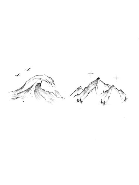 Sea and mountains couple and besties tattoos |   couple tattoos meaningful small