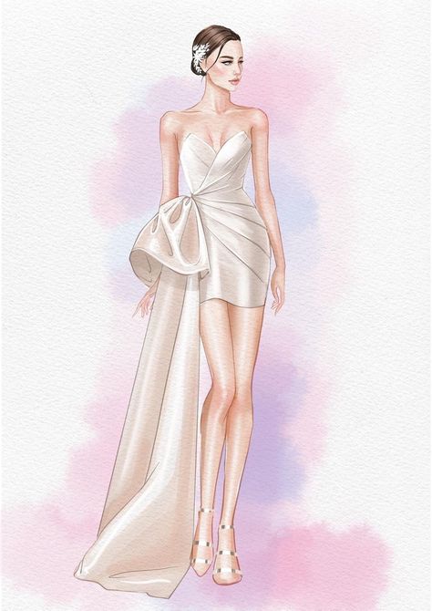 Illustration Design Inspiration, Fashion Illustration Design, Fashion Collection Inspiration, Wedding Dress Sketches, Fashion Illustrations Techniques, Dress Illustration, Dress Design Drawing, Fashion Illustration Sketches Dresses, Power Of Makeup