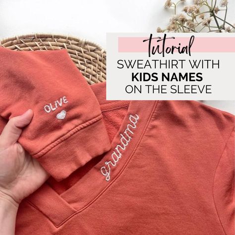 Embroidered Gifts Ideas Diy, Grandma Embroidered Sweatshirt, How To Embroider A Sweatshirt, Embroidered Sweatshirts Diy, Hand Embroidered Sweatshirt Diy, Embroidered Shirt Ideas, Crewneck Diy, Embroidered Sweatshirt Diy, Grandma Diy