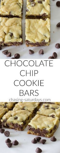 Chocolate Chip Cookie Bars, easy recipe, easy dessert, cake mix, chocolate chips, dessert, snacks, kid friendly, Chasing Saturdays Easy Packable Desserts, Best Chocolate Chip Cookie Bars, Reunion Recipes, Buttery Chocolate Chip Cookies, Packable Lunches, Kids Desserts, Bars Dessert, Chip Recipes, Dessert Snacks