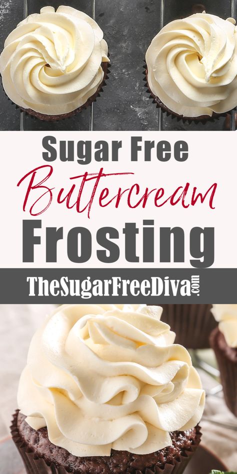 Sugar Free Buttercream Frosting, Sugar Free Frosting Recipe, Sugar Free Icing, Sugar Free Cake Recipes, Sugar Free Desserts Easy, Sugar Free Frosting, Sugar Free Baking, Sugar Free Recipes Desserts, Sugar Free Treats