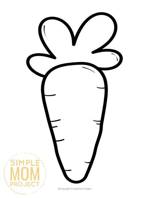 Looking for a simple and free printable carrot template for your latest spring, winter or fall crafts? Here’s a large carrot template, perfect for use in your bunny crafts or maybe as an addition to your winter Snowman. The paper carrot printable is ready for your kids to color with orange then add him to your other kids coloring templates. Click here to grab your easy printable carrot template today! #Carrottemplates #freeprintabletemplates #papercrafts #SimpleMomProject Carrot Template, Paper Carrots, Carrot Craft, Lézervágott Fa, Easter Templates Printables, Easter Bunny Template, Easter Crafts Preschool, Easter Crafts For Toddlers, Bunny Templates