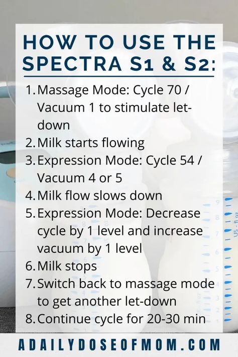 Spectra S2 Tips First Week, Spectra Settings For Most Milk, Spectra S2 Tips, Spectra Pump Settings, Pump Settings, Pumping And Breastfeeding Schedule, Spectra Pump, Breastfeeding Cookies, Spectra S2